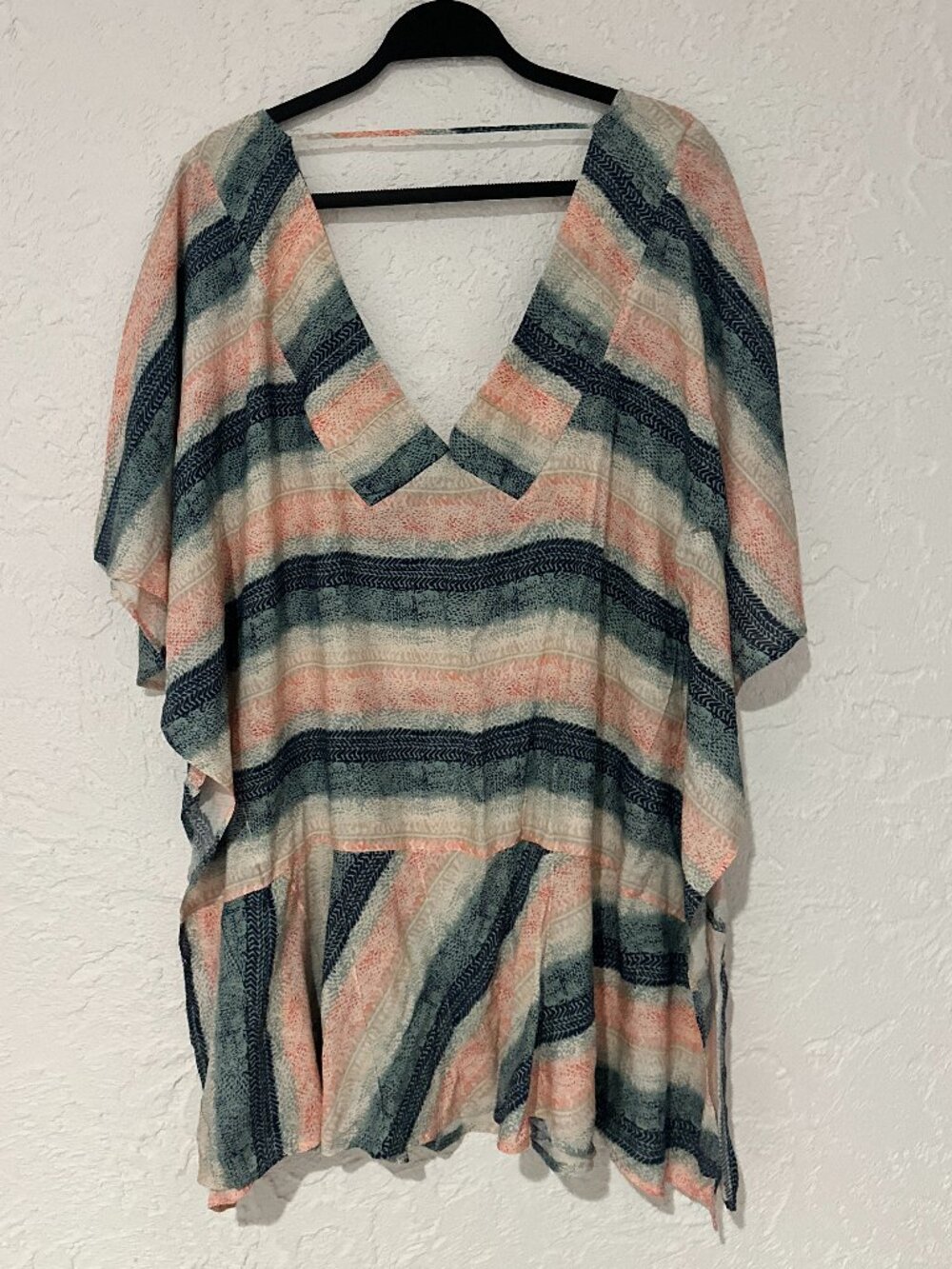 Vix Paula Hermanny Striped Caftan Beach Cover-Up Tunic S 100% Rayon View 2